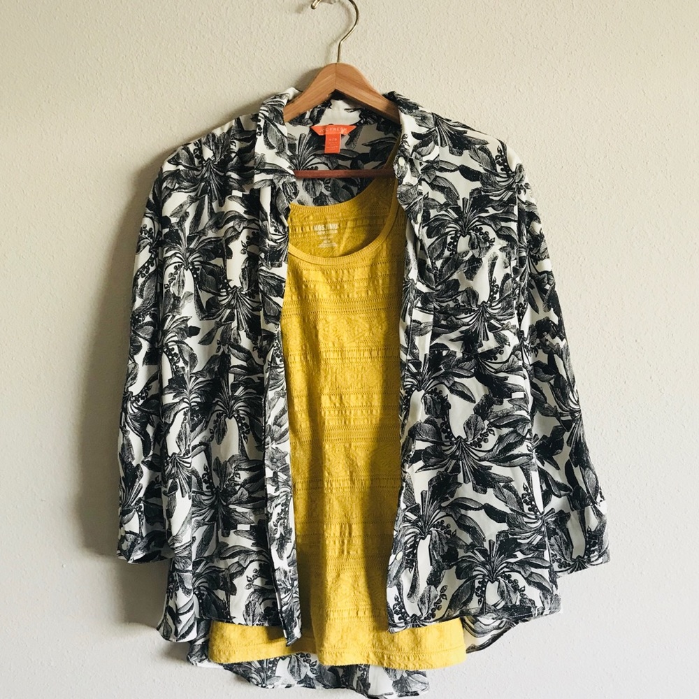 Black & White Botanical Blouse